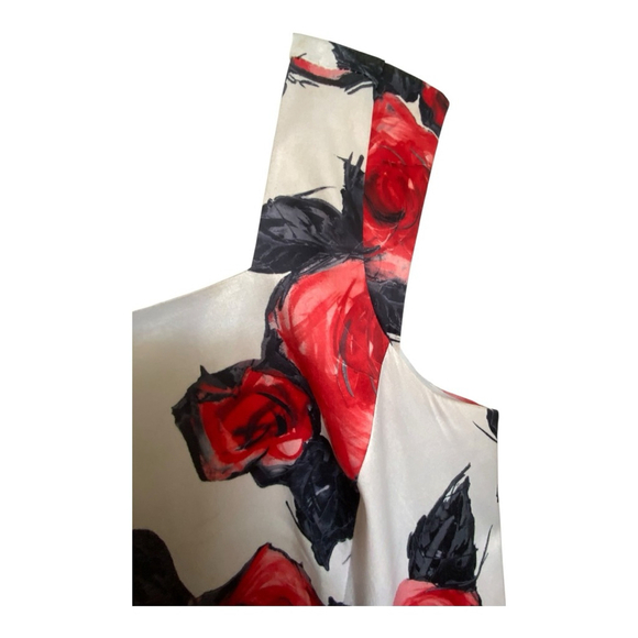 Joseph Ribkoff White Red Rose Floral Sheath Dress Size 8 - Picture 4 of 7